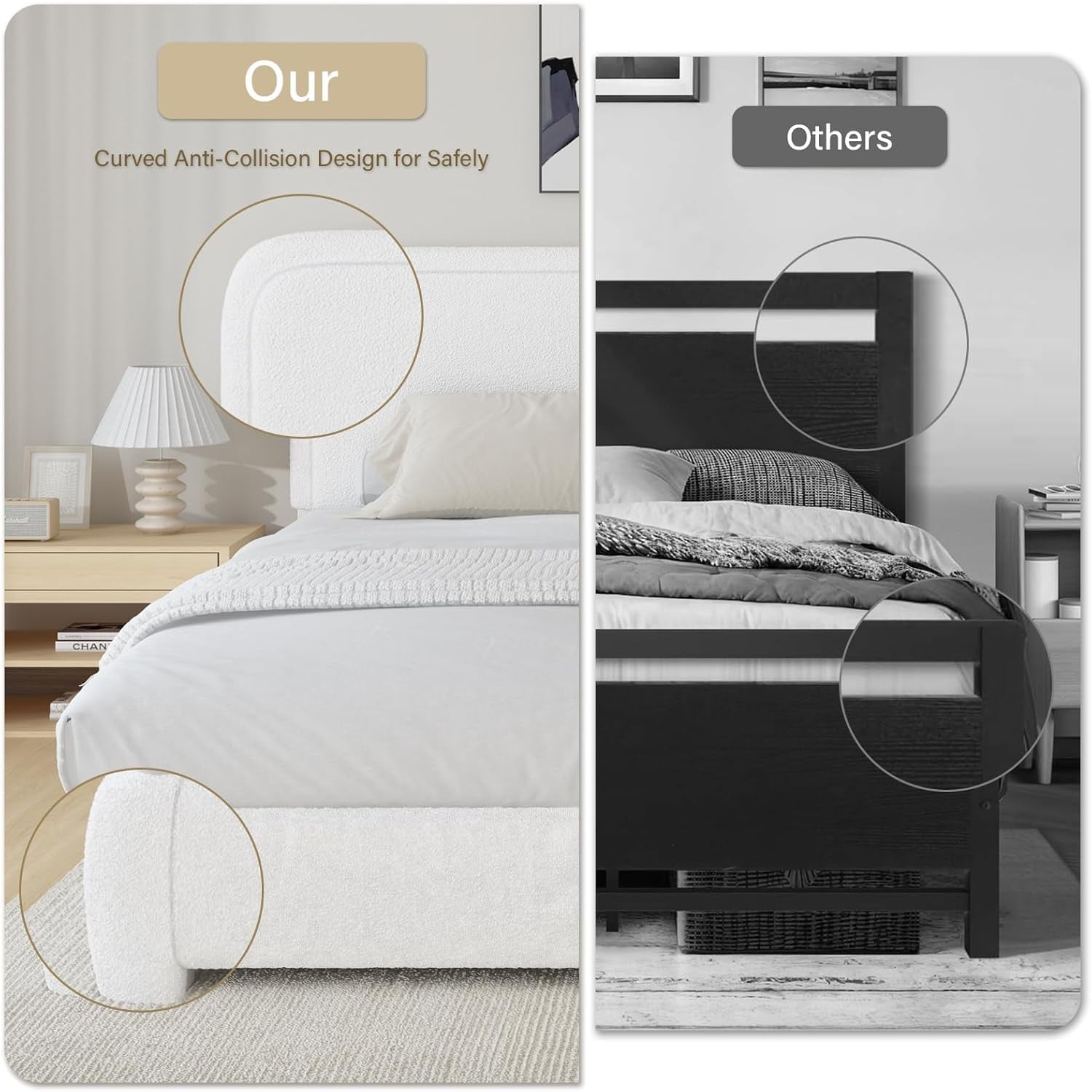 BoucleFabric Bed Frame