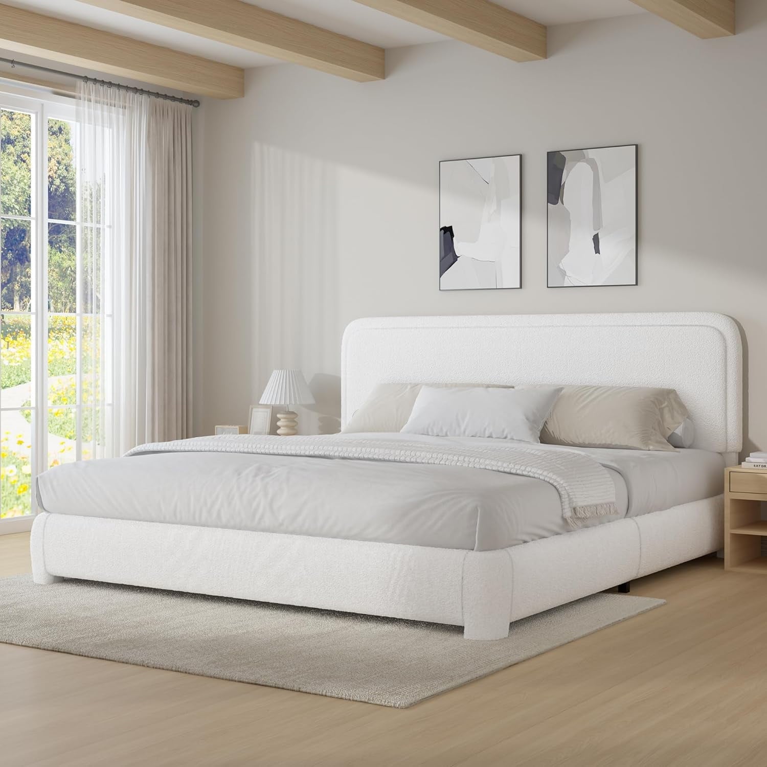 BoucleFabric Bed Frame
