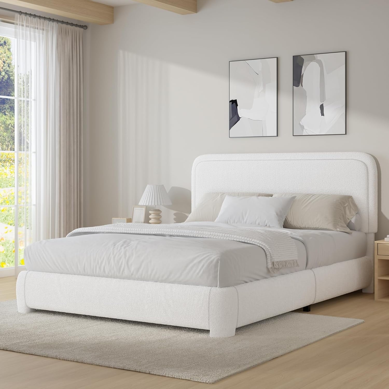 BoucleFabric Bed Frame