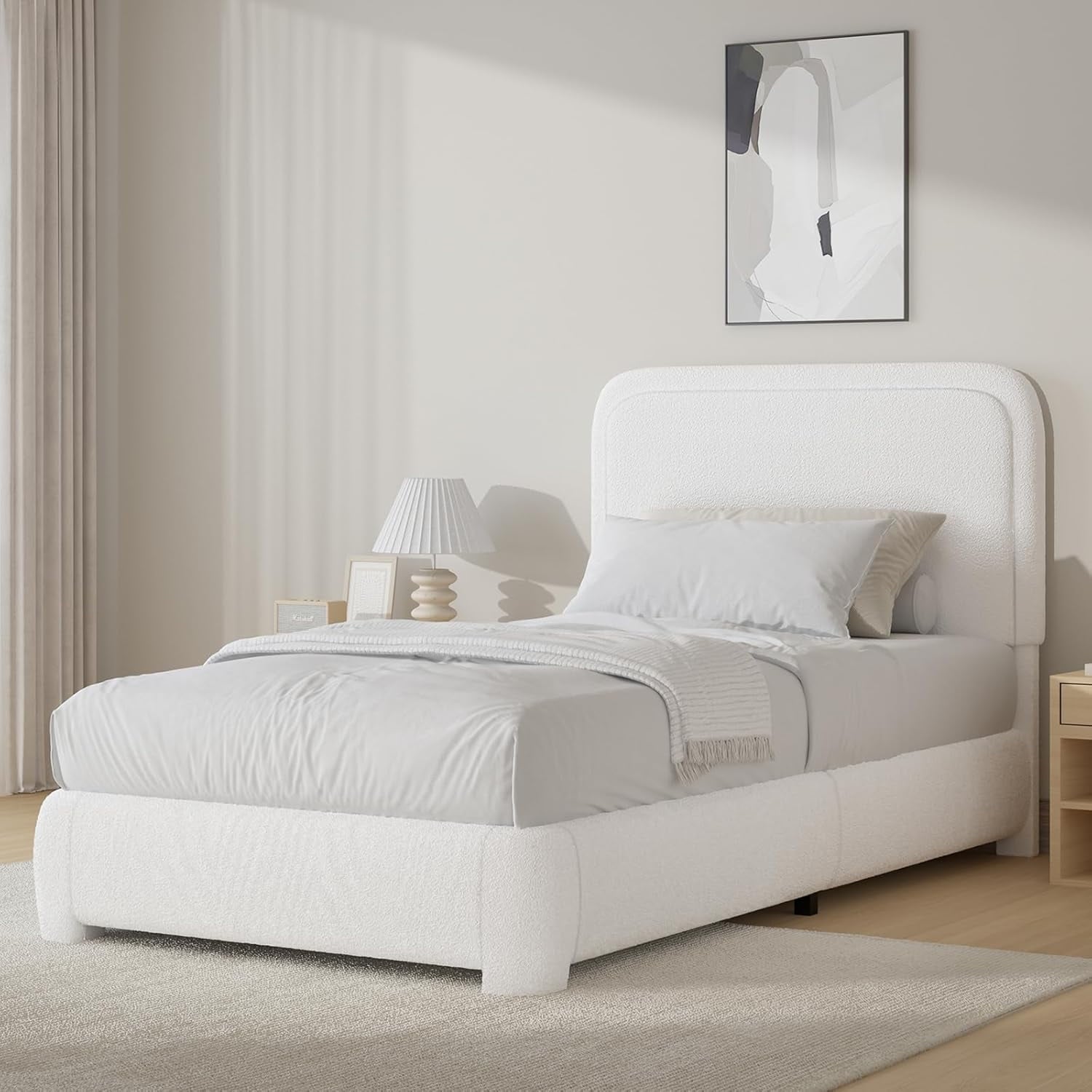 BoucleFabric Bed Frame