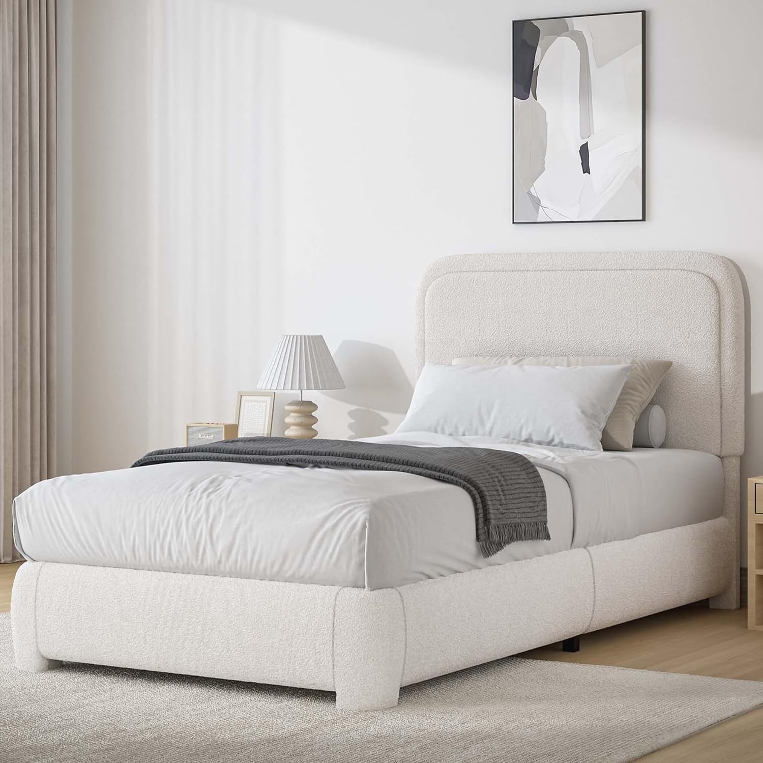 BoucleFabric Bed Frame