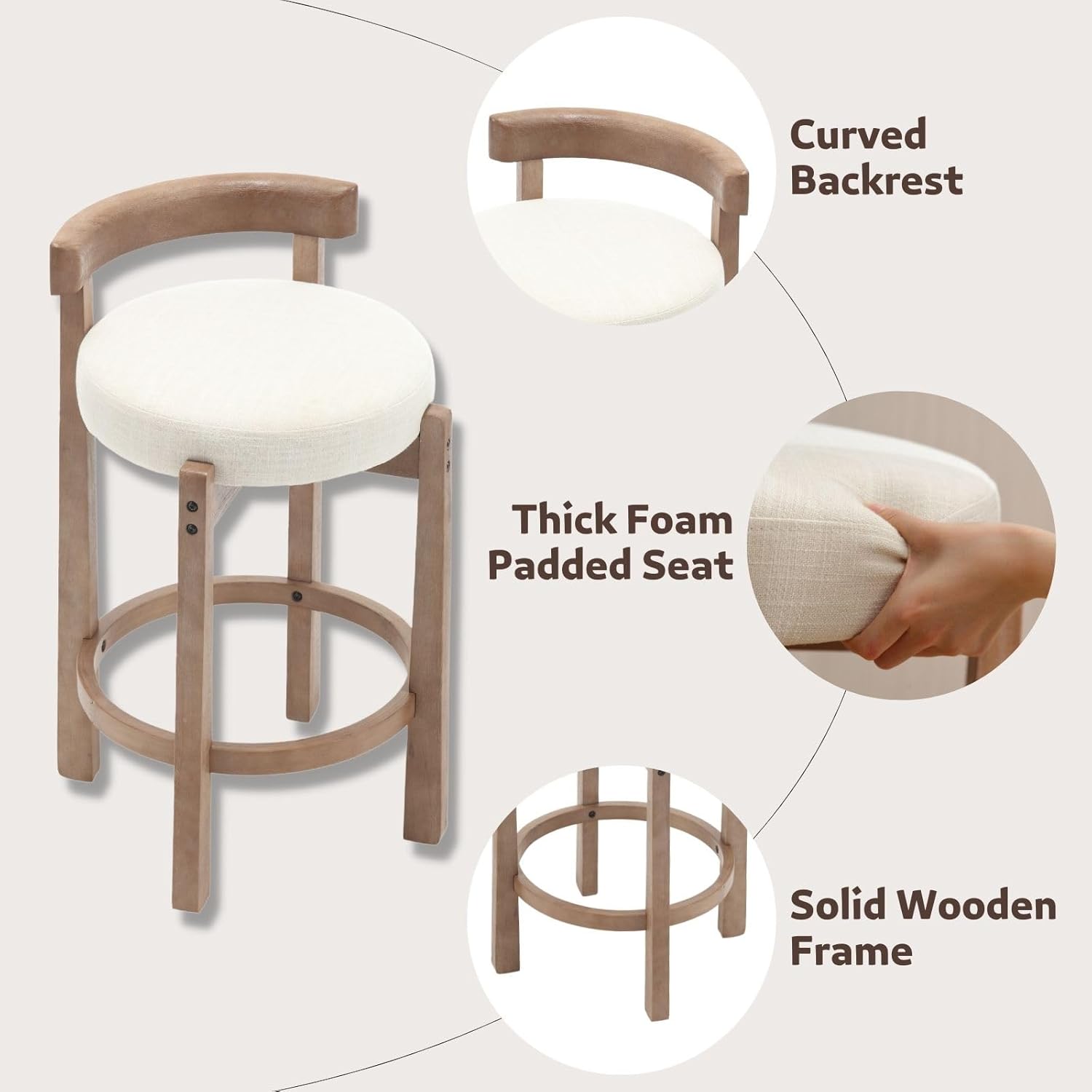 Mid Century Linen Counter Stools