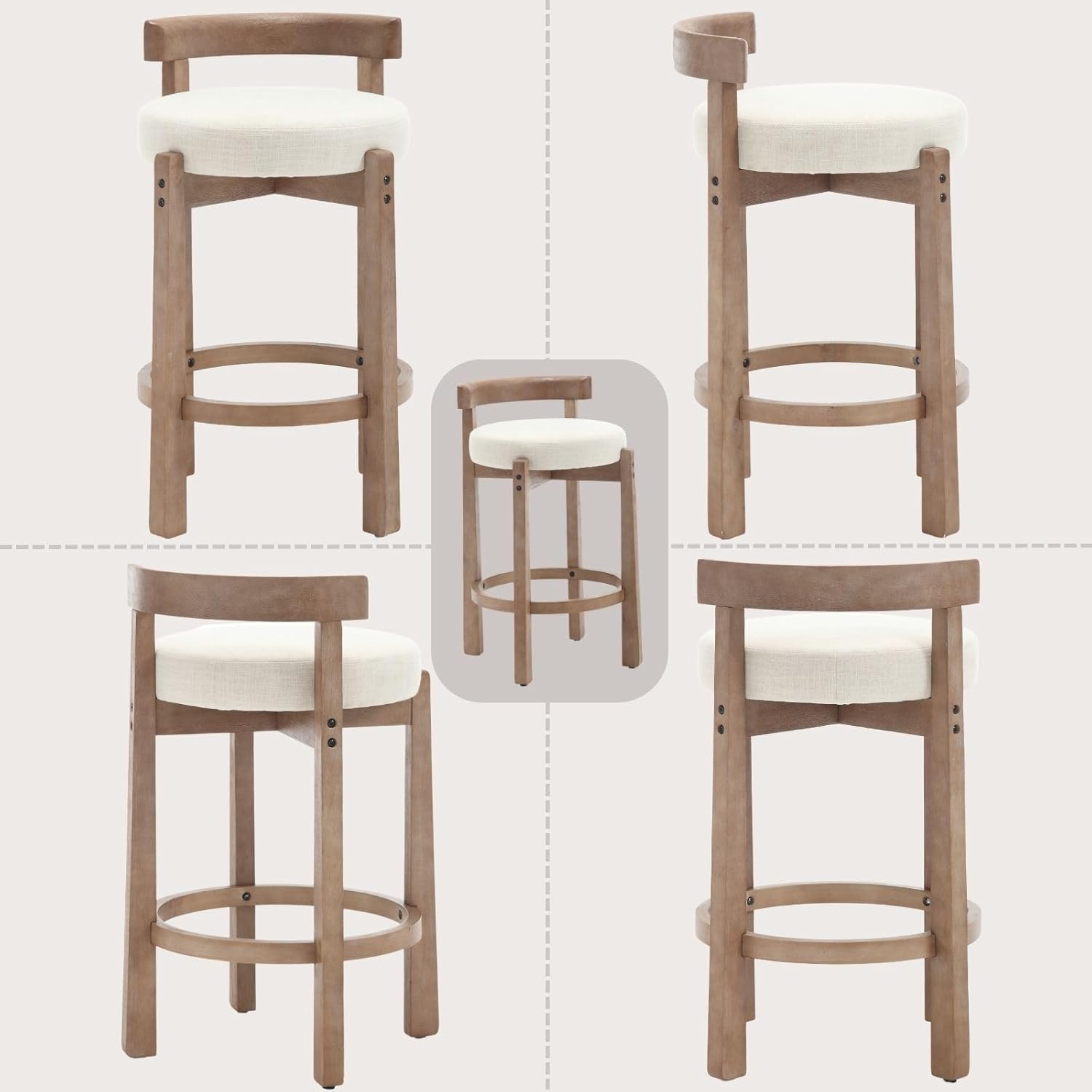 Mid Century Linen Counter Stools