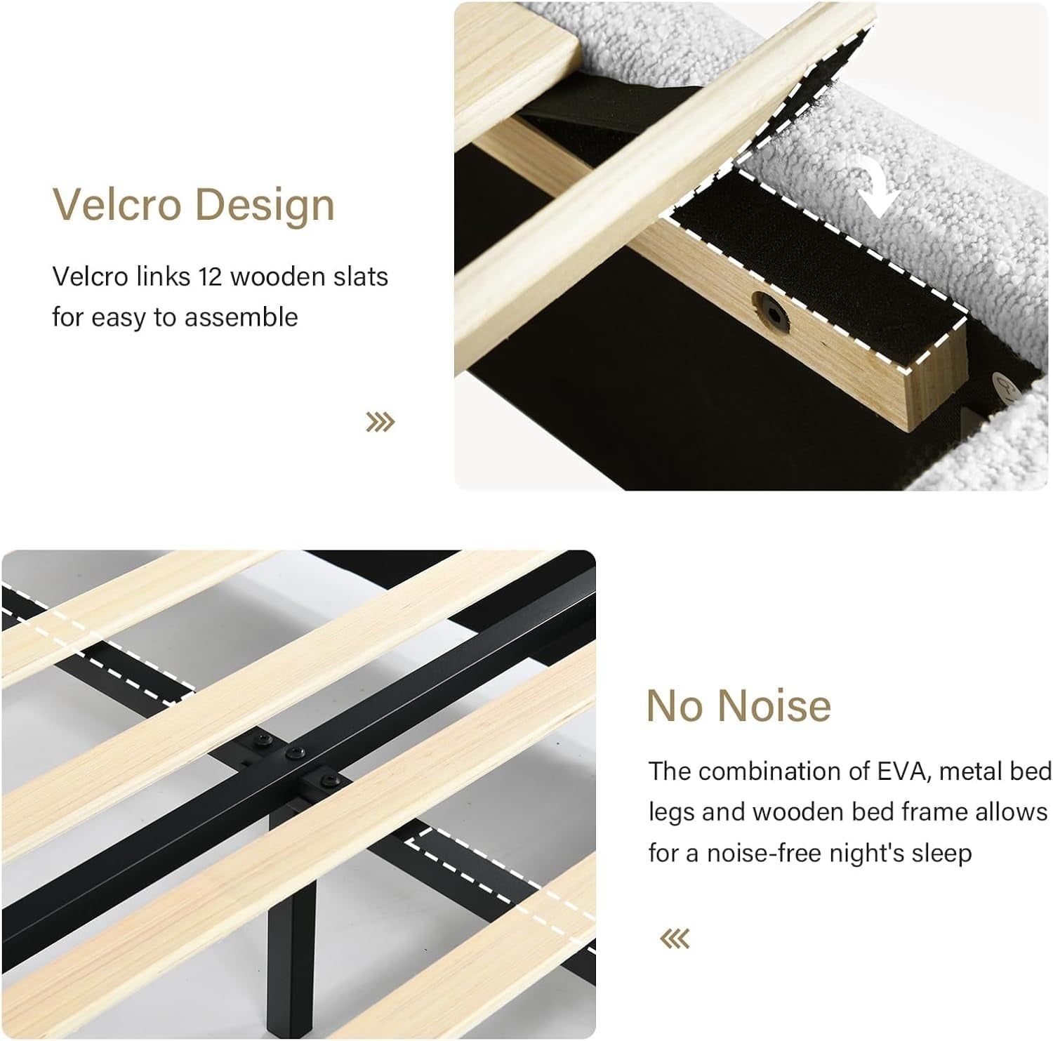 BoucleFabric Bed Frame