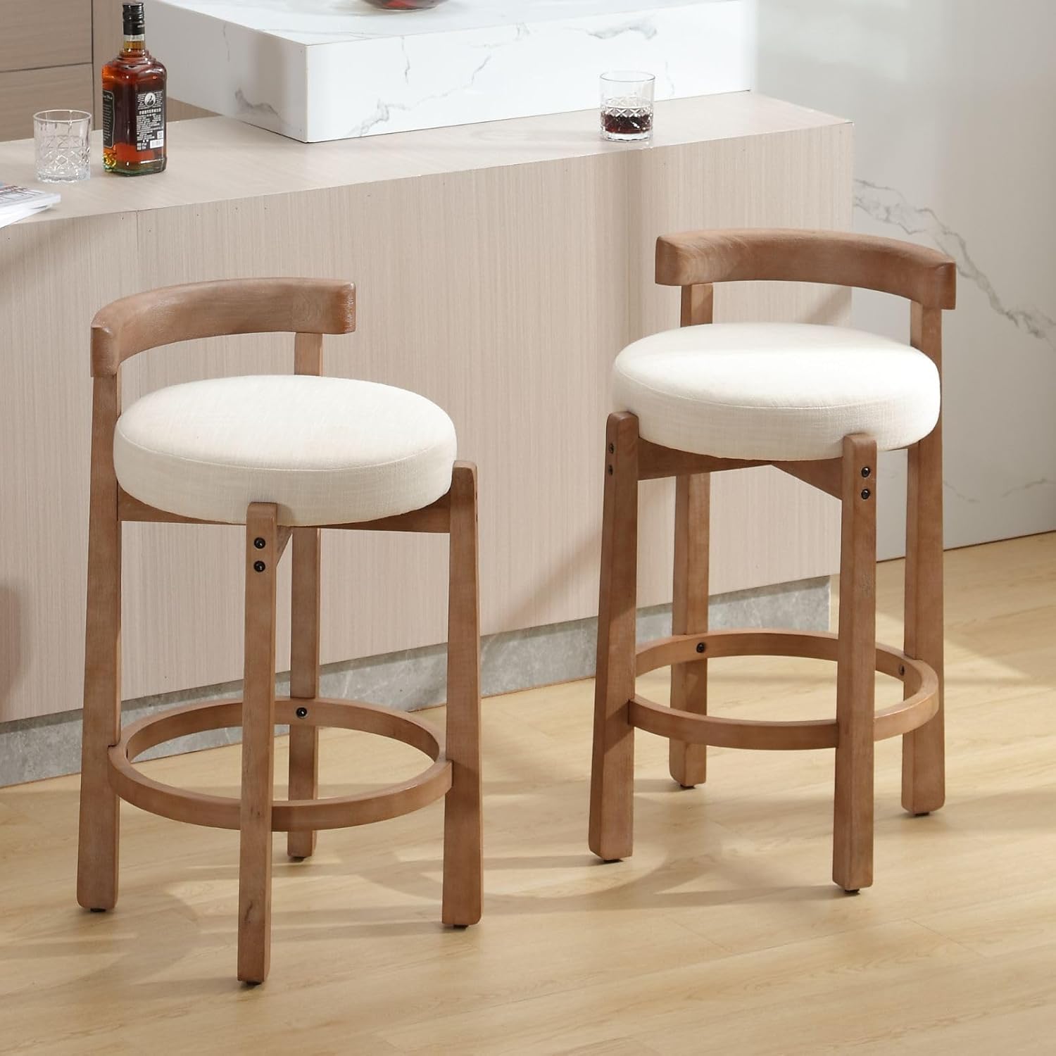 Mid Century Linen Counter Stools