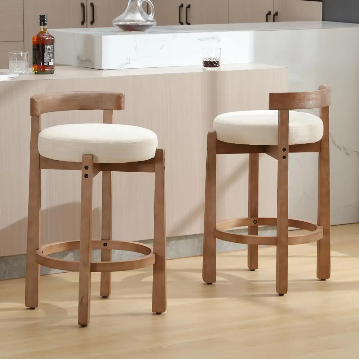Mid Century Linen Counter Stools